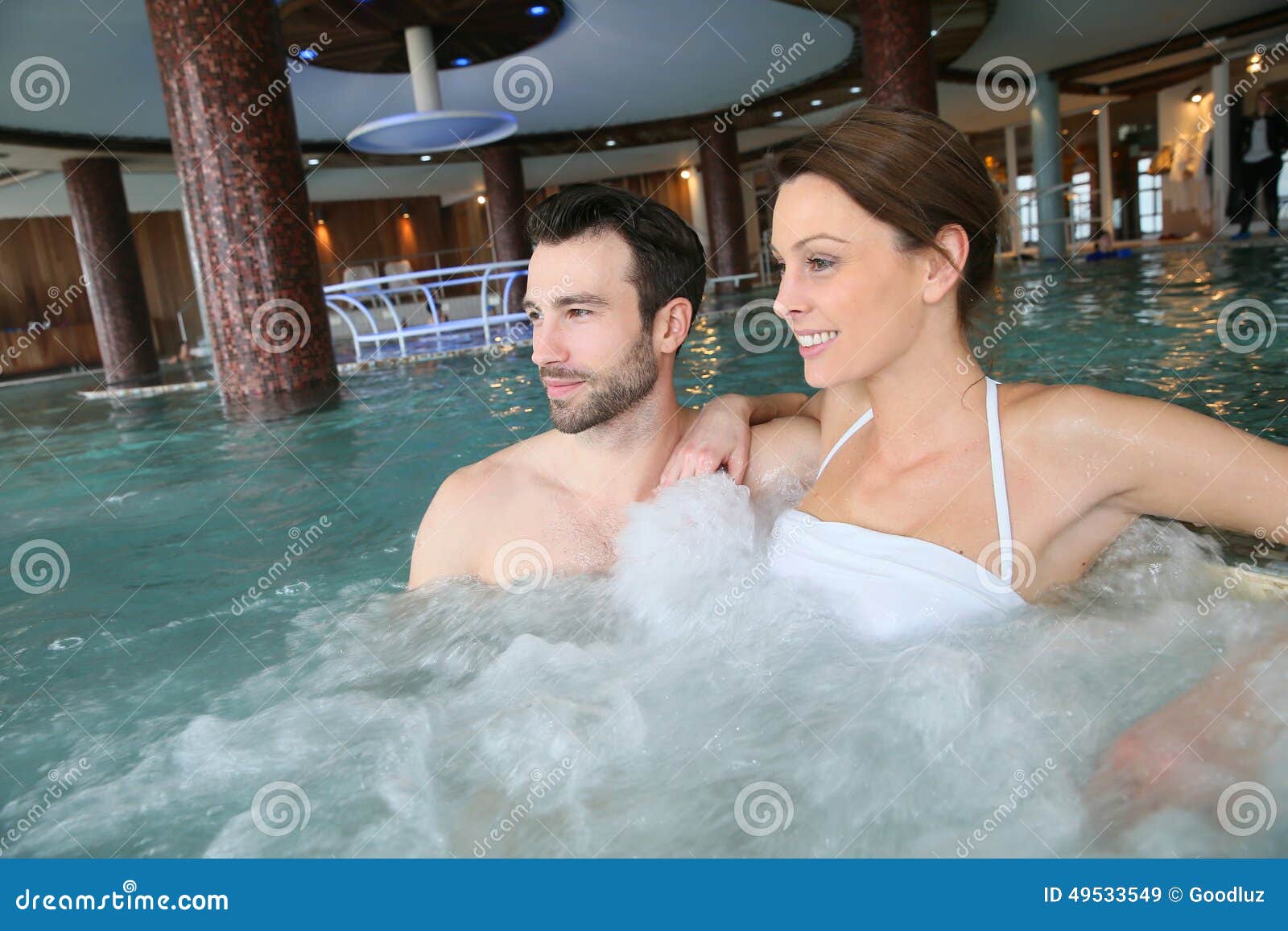 Couple enjoying in jacuzzi stock image. Image of beautiful 49533549