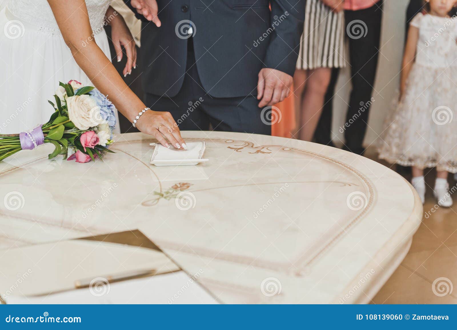 The Exchange of Wedding Rings during the Ceremony 7015. Stock Photo