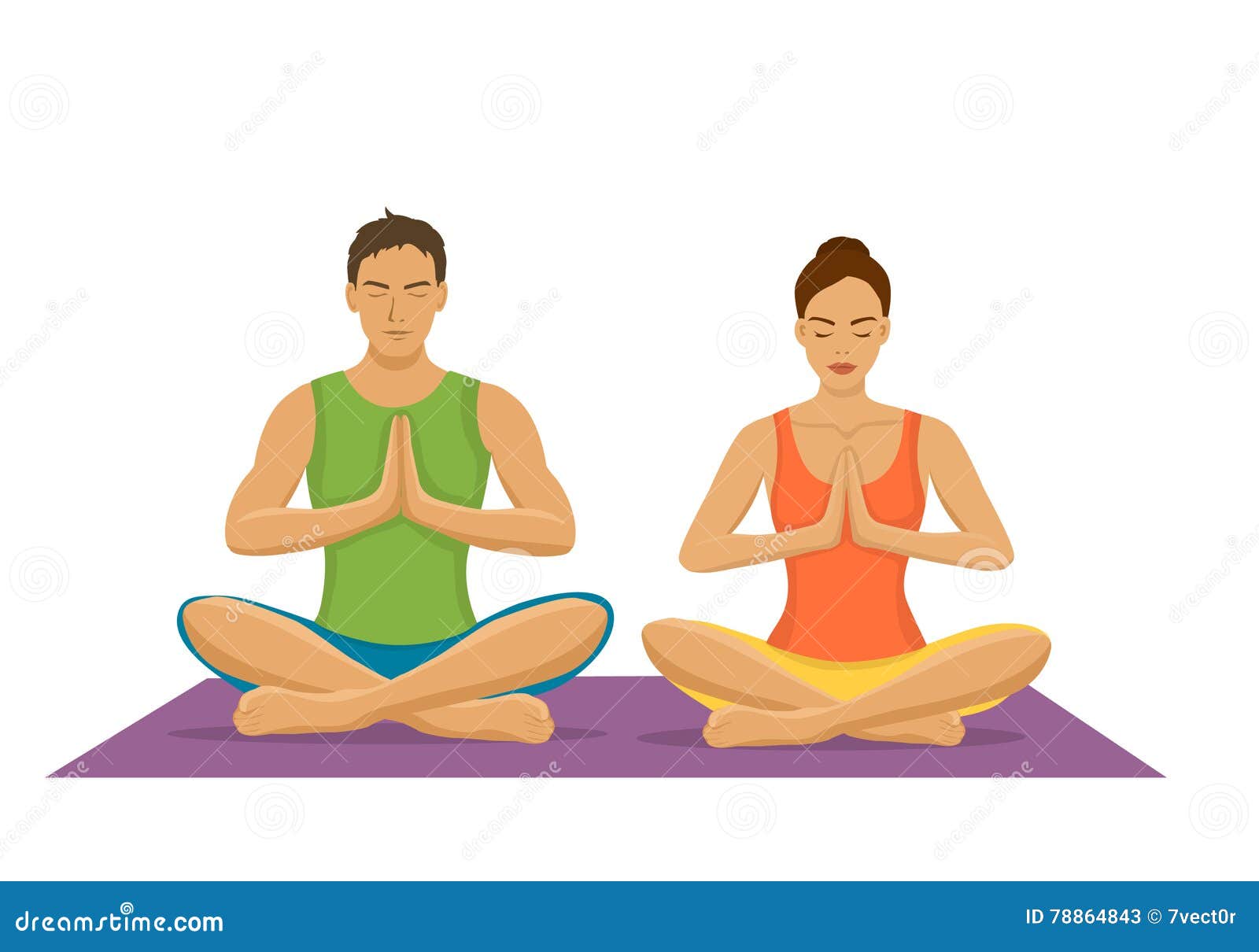 https://thumbs.dreamstime.com/z/couple-exercising-yoga-together-meditating-lotus-pose-partner-vector-illustration-78864843.jpg