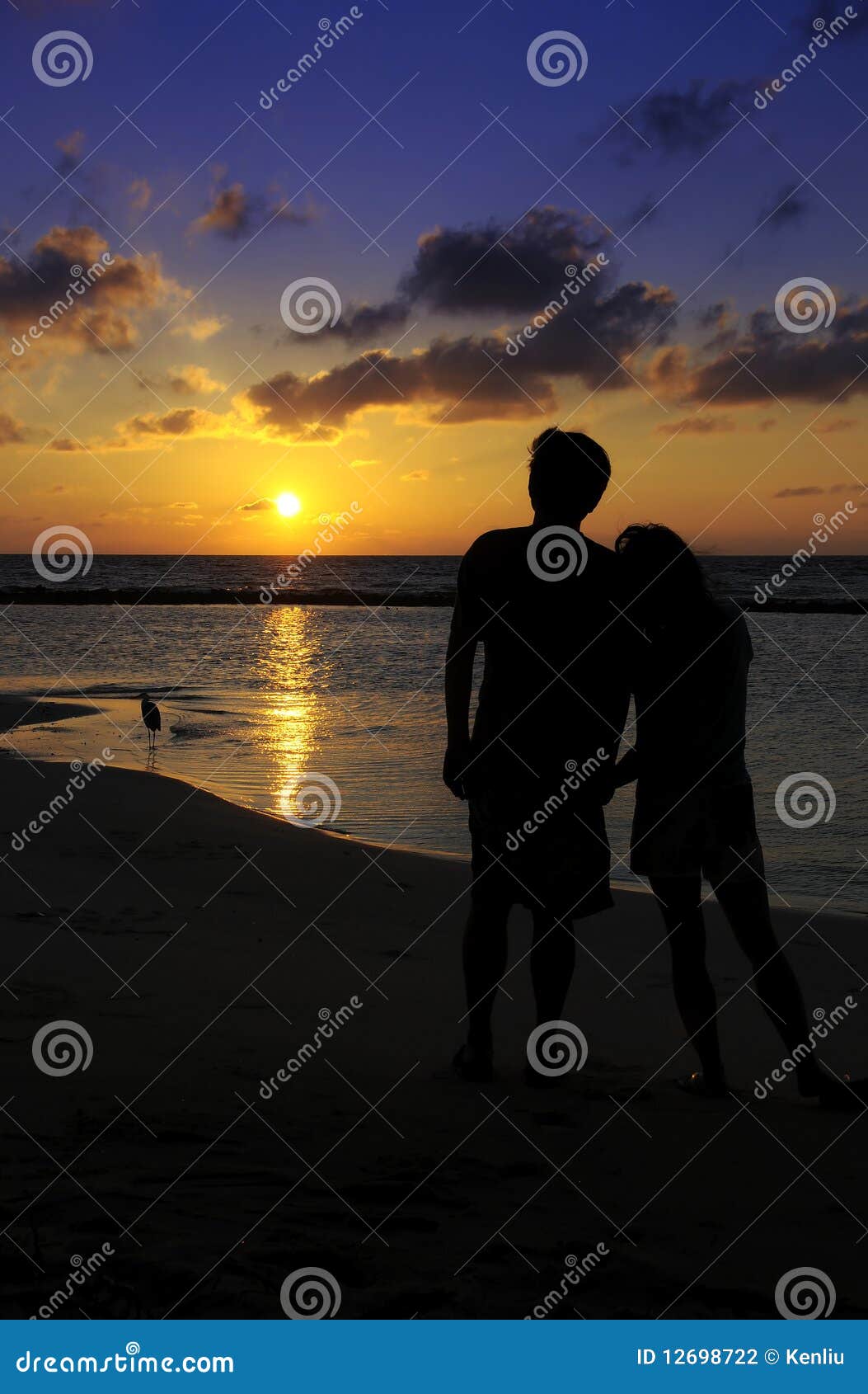 Couple Figure at Sunset Scene Stock Photo Image of girl, nature 12698722