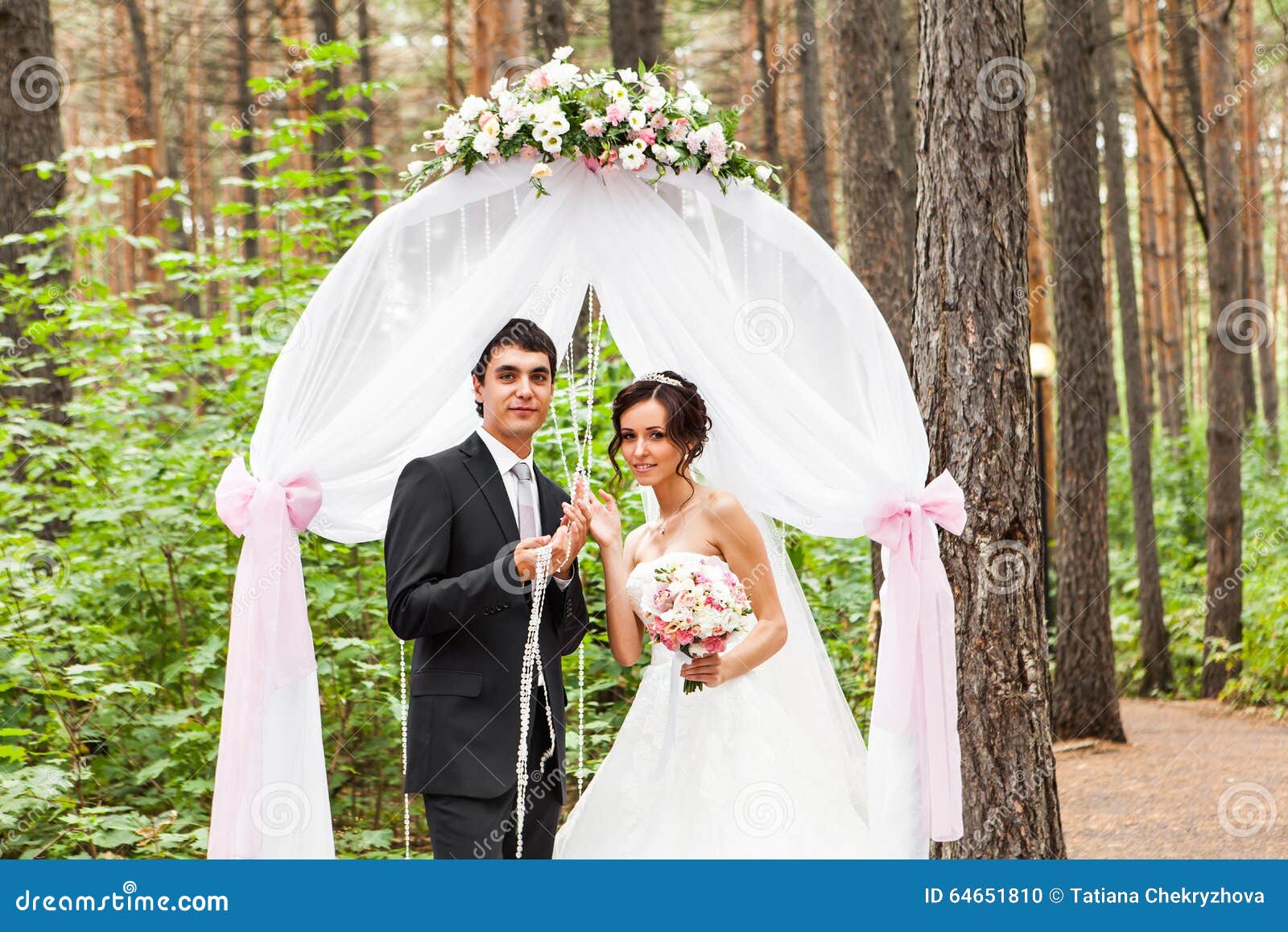 Couple Getting Married at an Outdoor Wedding Stock Photo Image of holding, beautiful 64651810