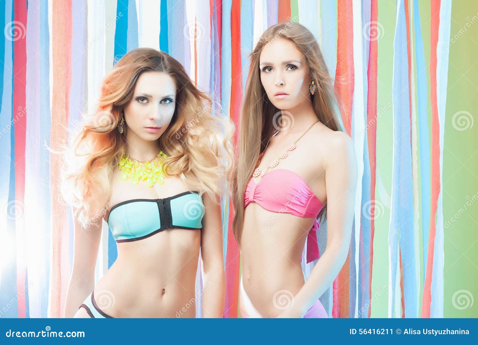 Couple girls in bikini stock image. Image of makeup, model - 56416211