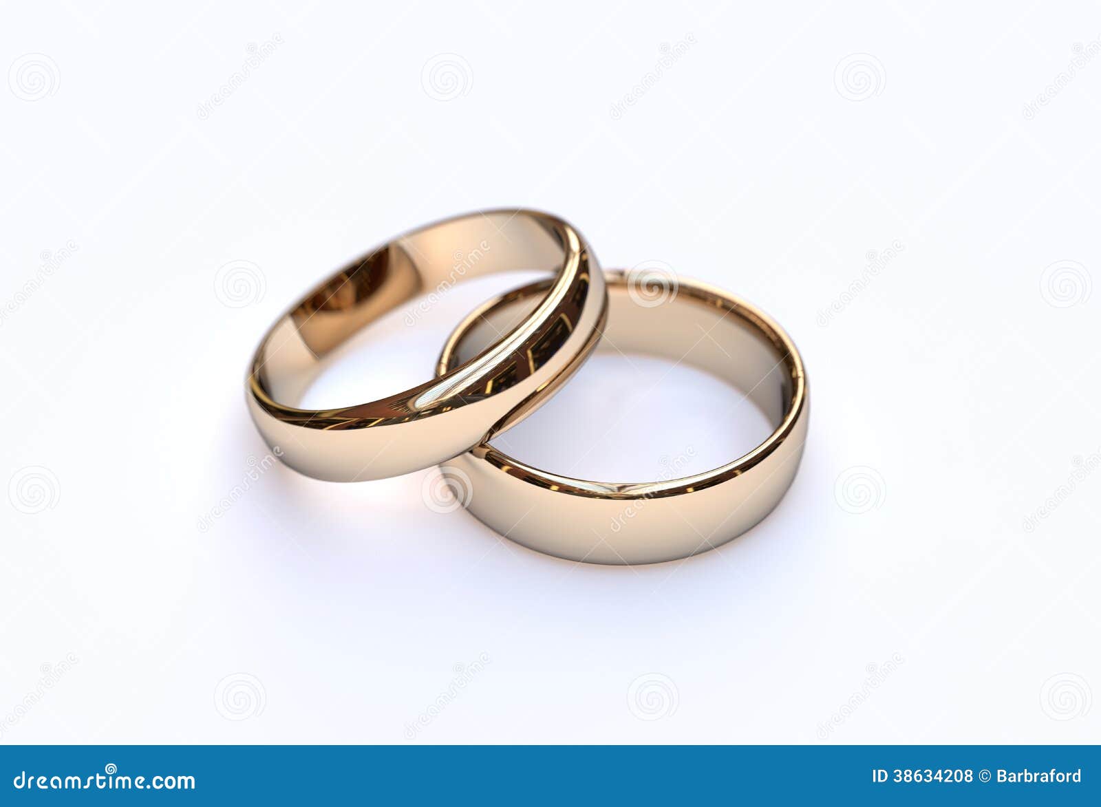 Couple Of Gold  Wedding  Rings  On White  Background  Royalty 