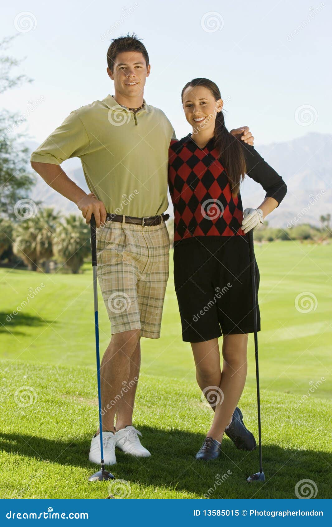 Couple of Golfers Standing on Golf Course Stock Image Image of sport