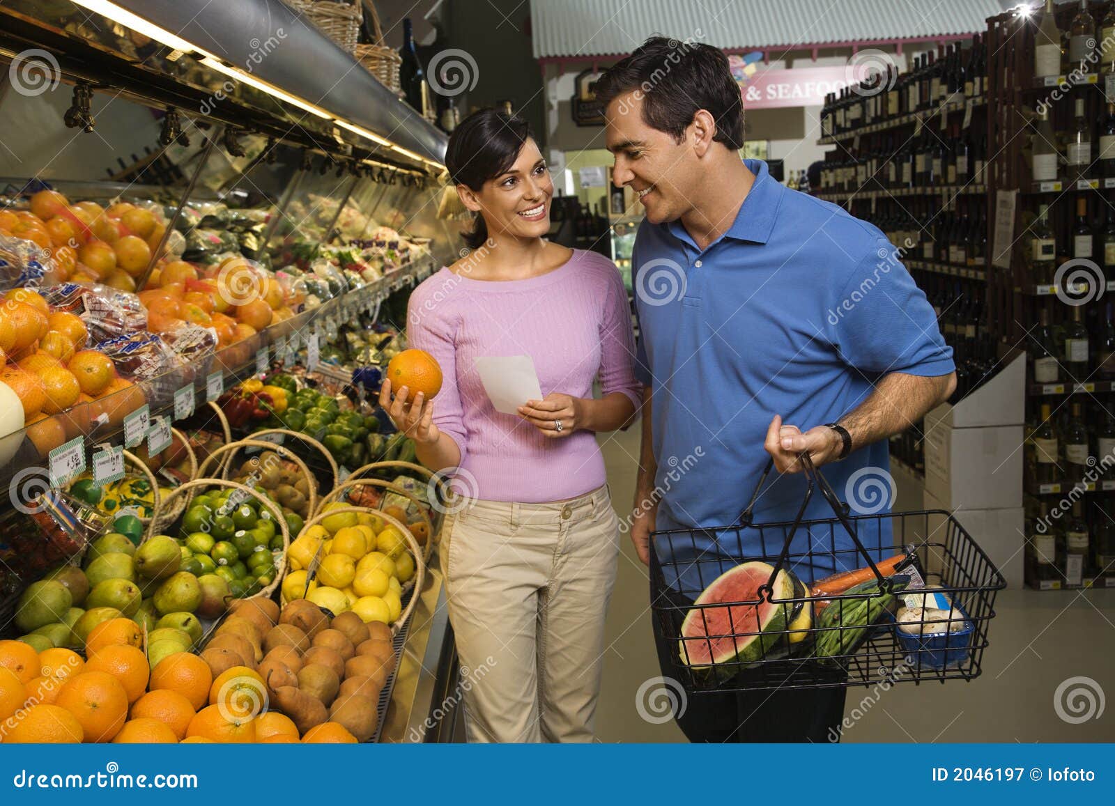Couple grocery shopping. stock image. Image of lifestyle 2046197