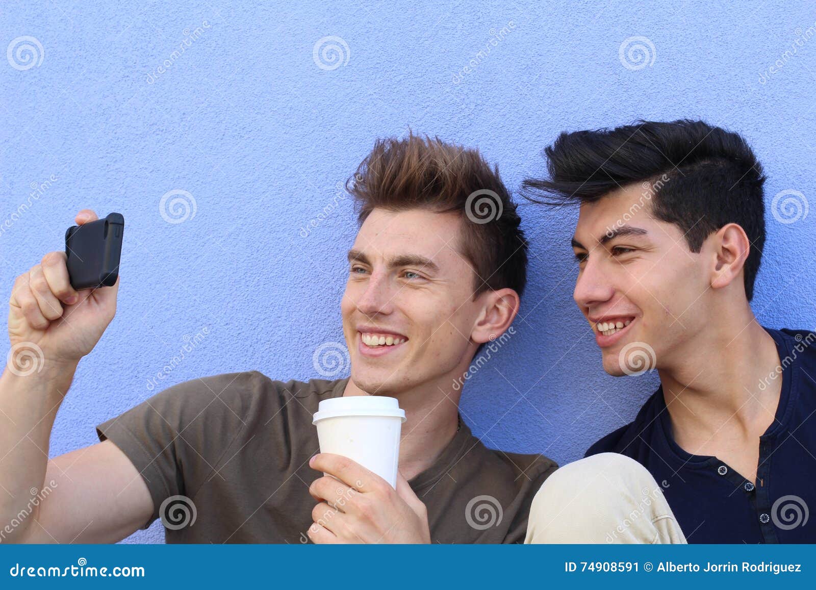 Couple of Guys Taking a Selfie