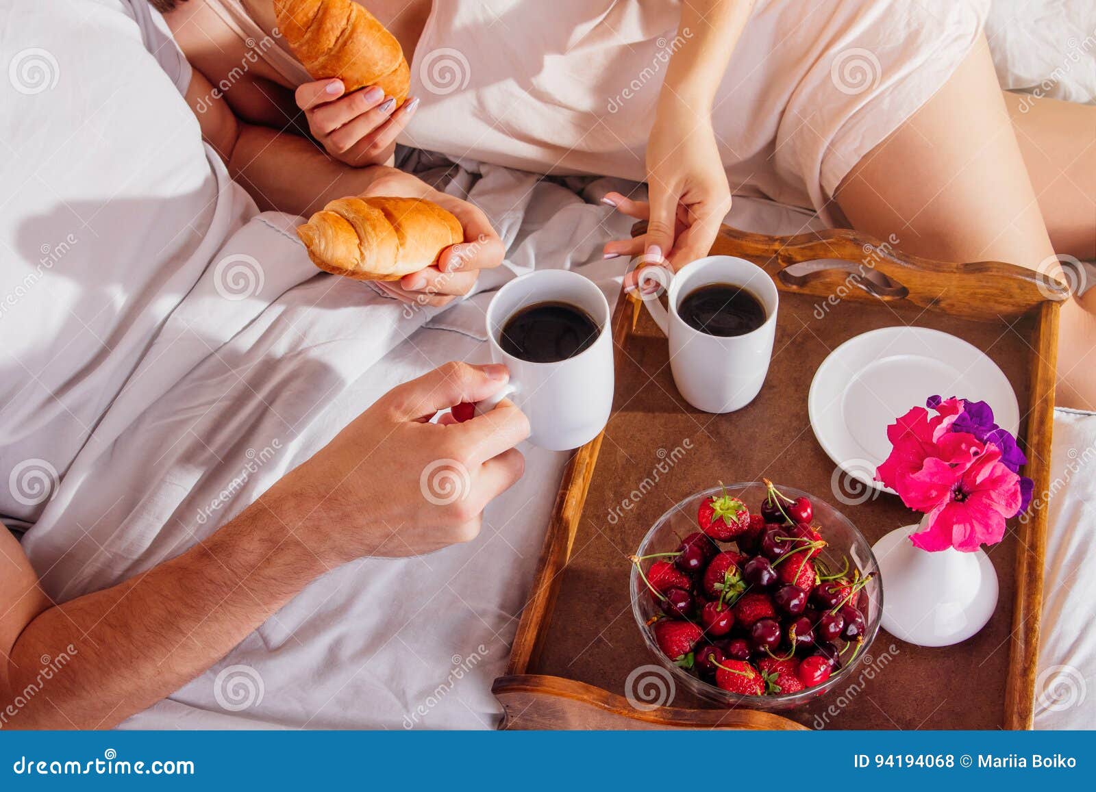 Couple Having Breakfast in Bed Stock Photo Image of fruit, marriage 94194068