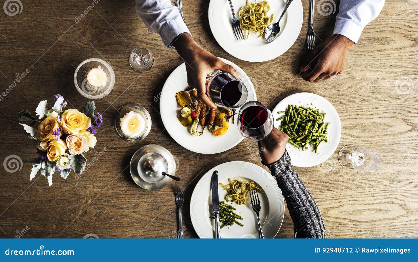 couple having dinner date at restaurant