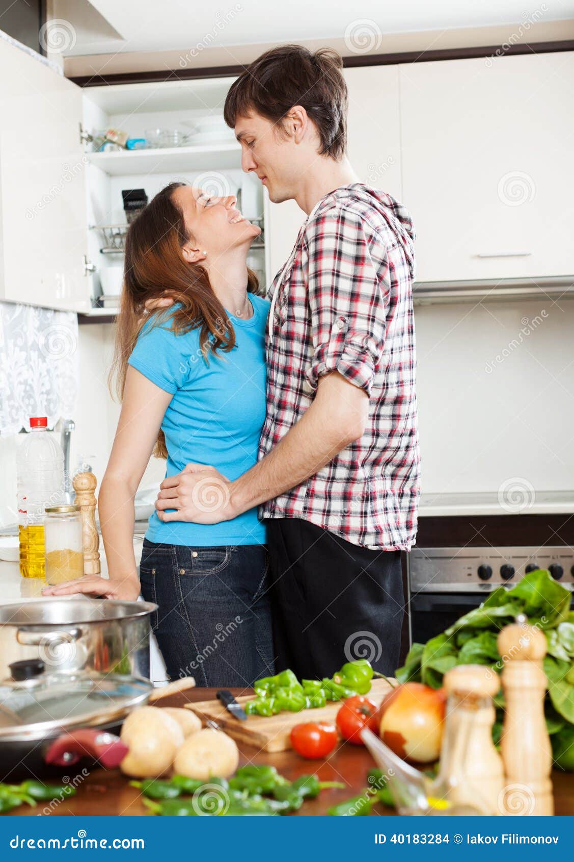 The Lovers Getting Hot In The Kitchen Couple Having Flirt at Kitchen Stock Photo - Image of lovers, kissing