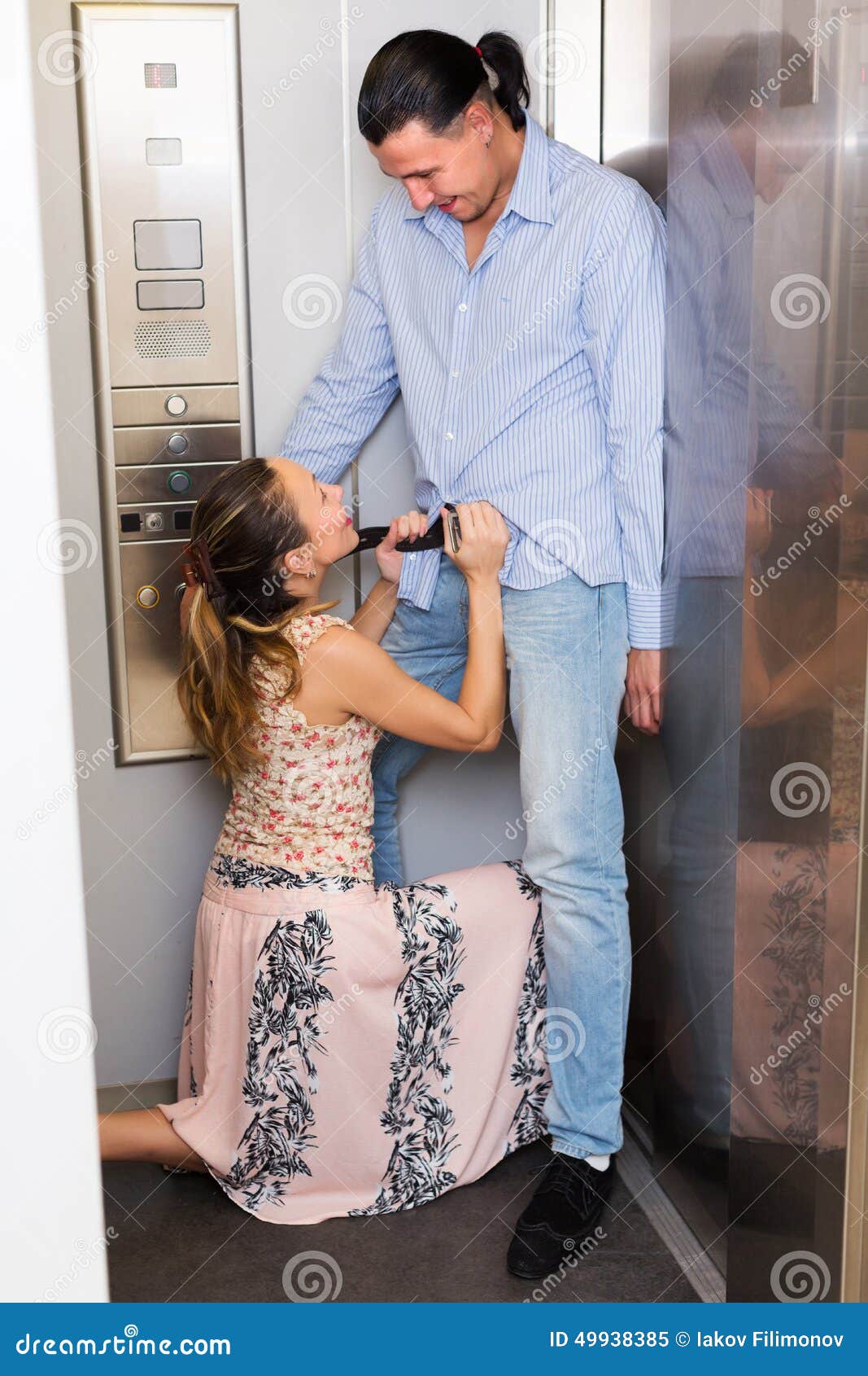 Couple Having Foreplay In Lift Stock Image Image 49938385