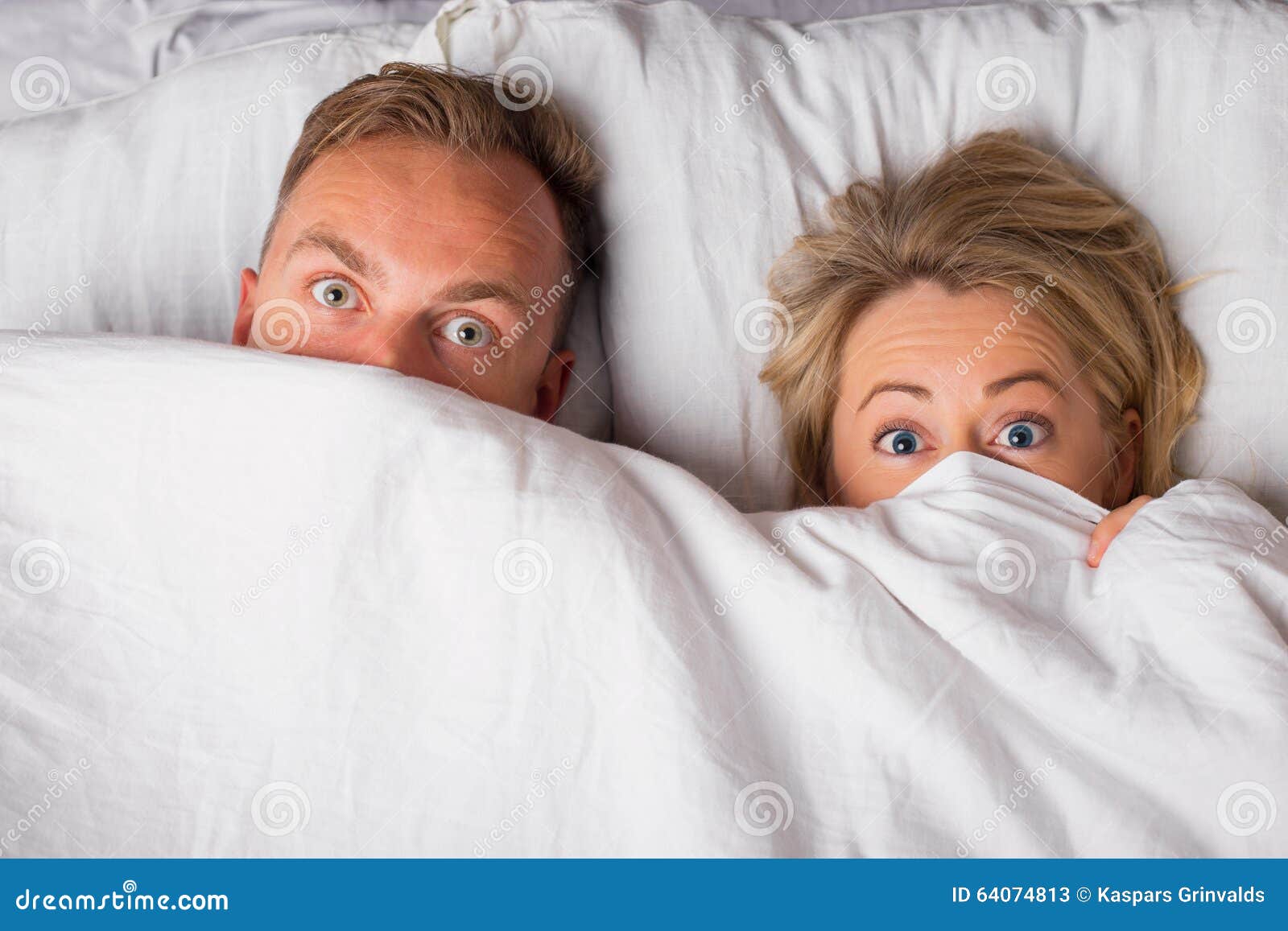 Couple Hiding Under Sheets Stock Image Image Of Con