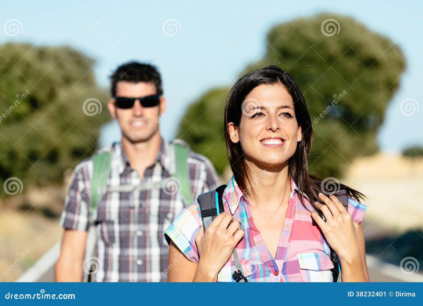 Couple on Hiking Travel in Spain Stock Image Image of female