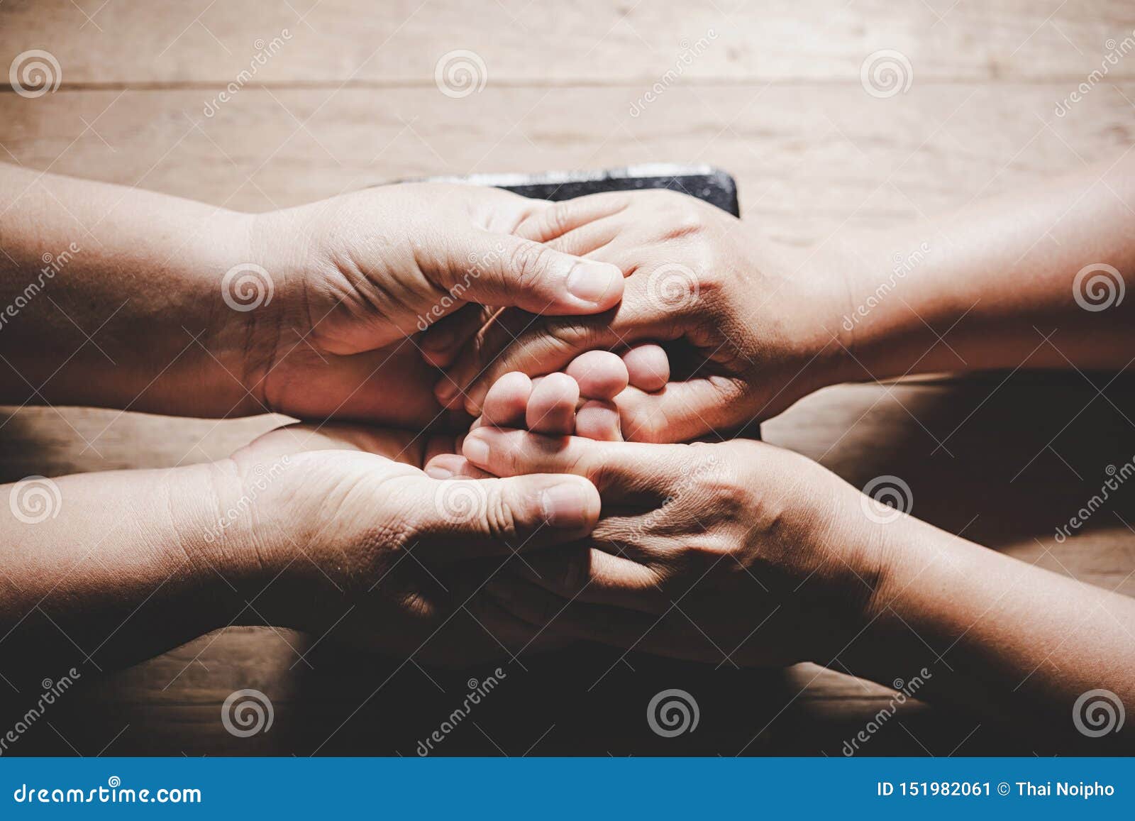 Couple of Husband and Wife are Holding Hands and Pray Together Stock