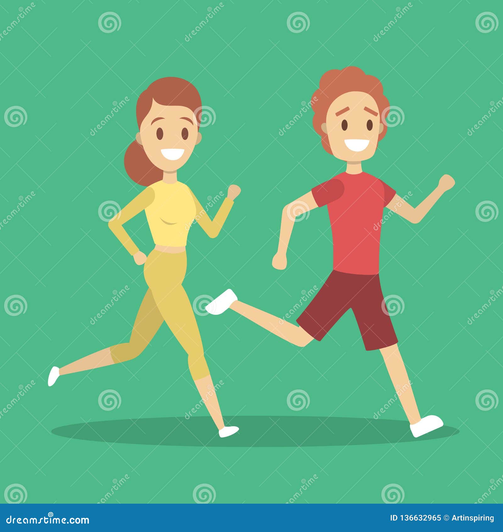 Couple of Jogger Run Together. Sport Training Stock Vector ...