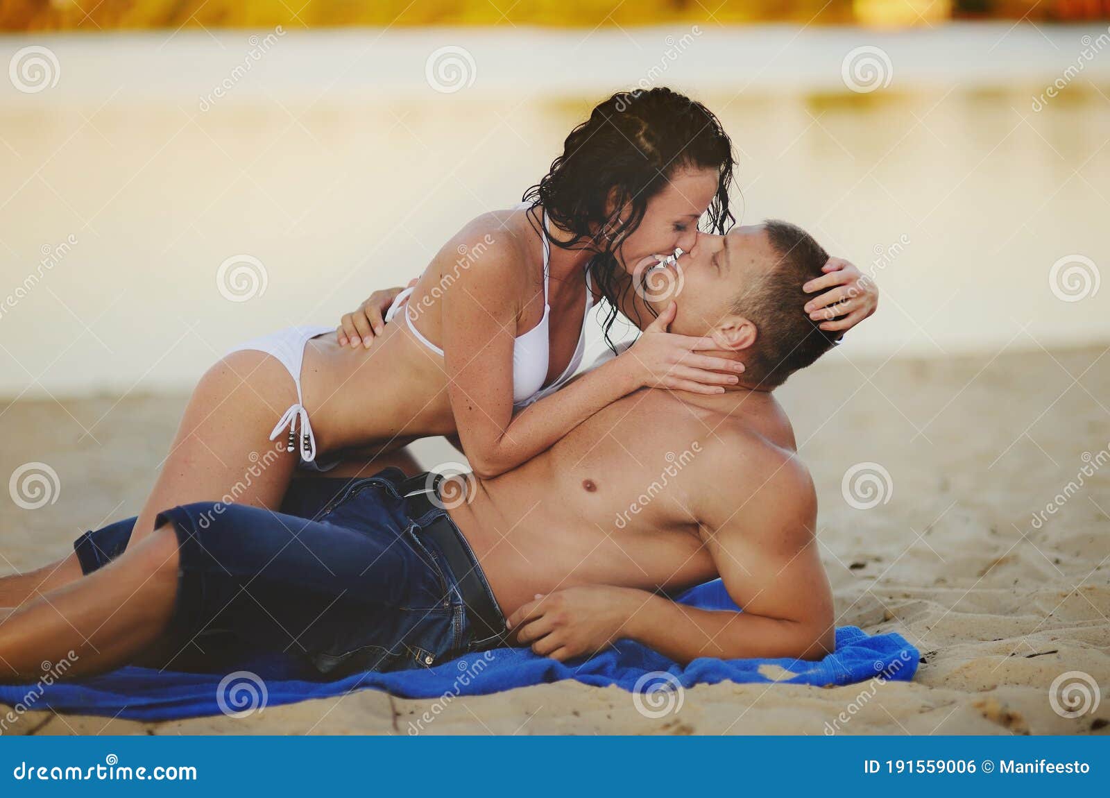 Nude Couple Kissing On Beach