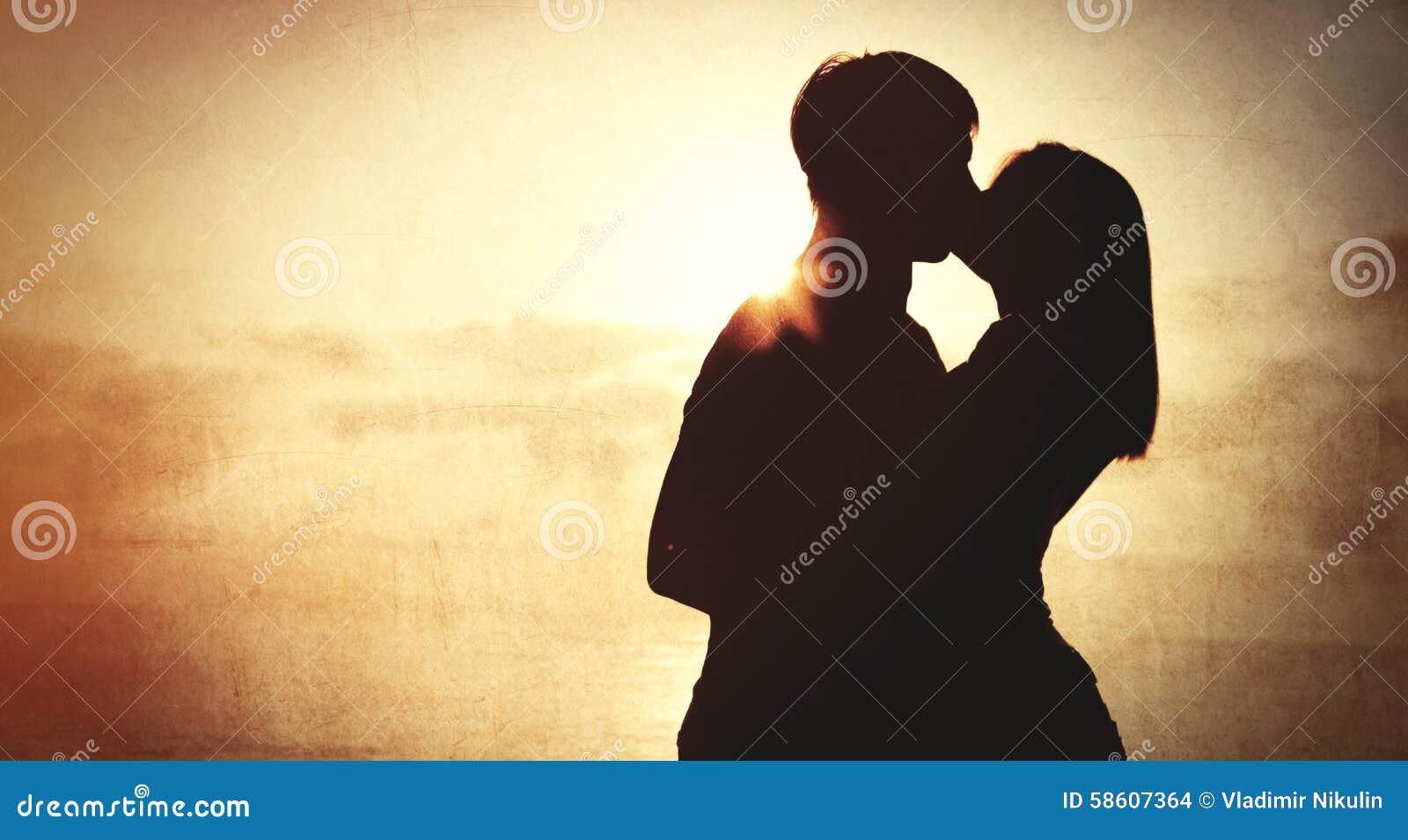 Couple Kissing in Sunrise . Stock Photo Image of lifestyle, flirting 58607364