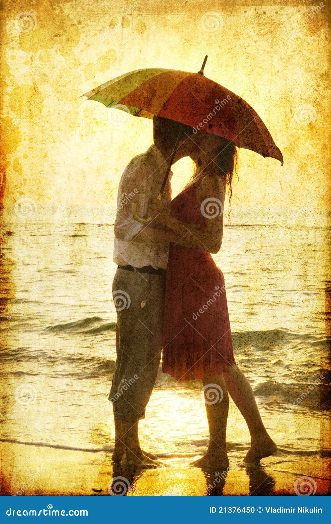 Couple Kissing Under Umbrella Stock Photo Image of copyspace, bright 21376450