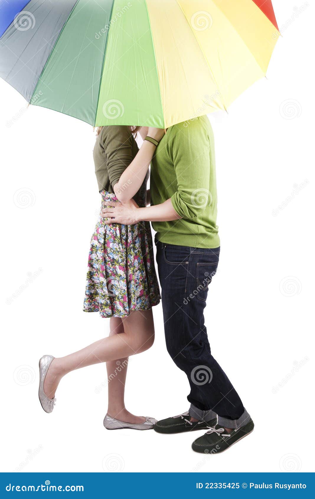 Couple Kissing Under the Umbrella Stock Image Image of attractive, embracing 22335425