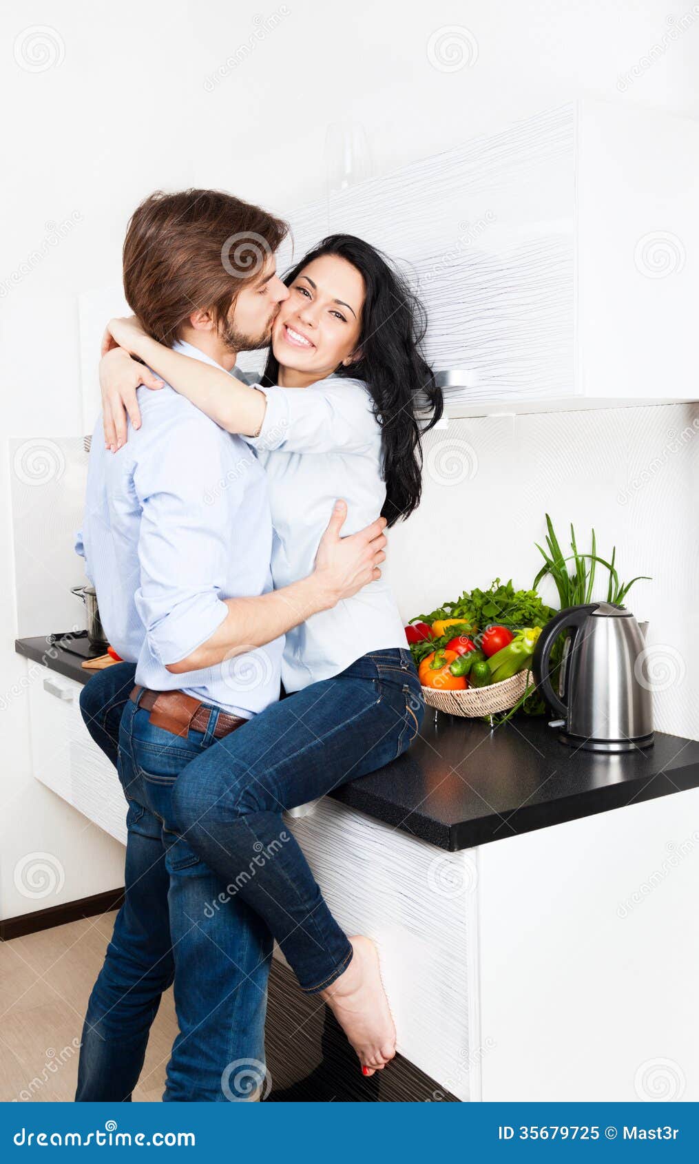 Couple At Kitchen Stock Image Ima