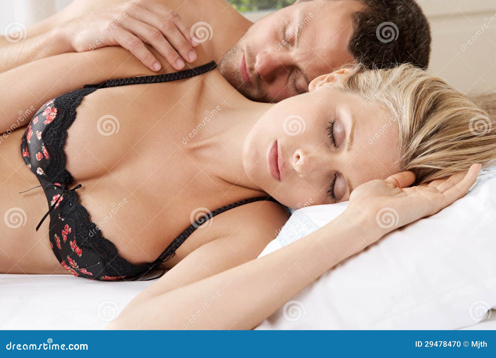 Couple Laying Down In Bed. Stock Photo - Image: 29478470 Couple Laying Down In Bed. Stock Photo - Image: 29478470