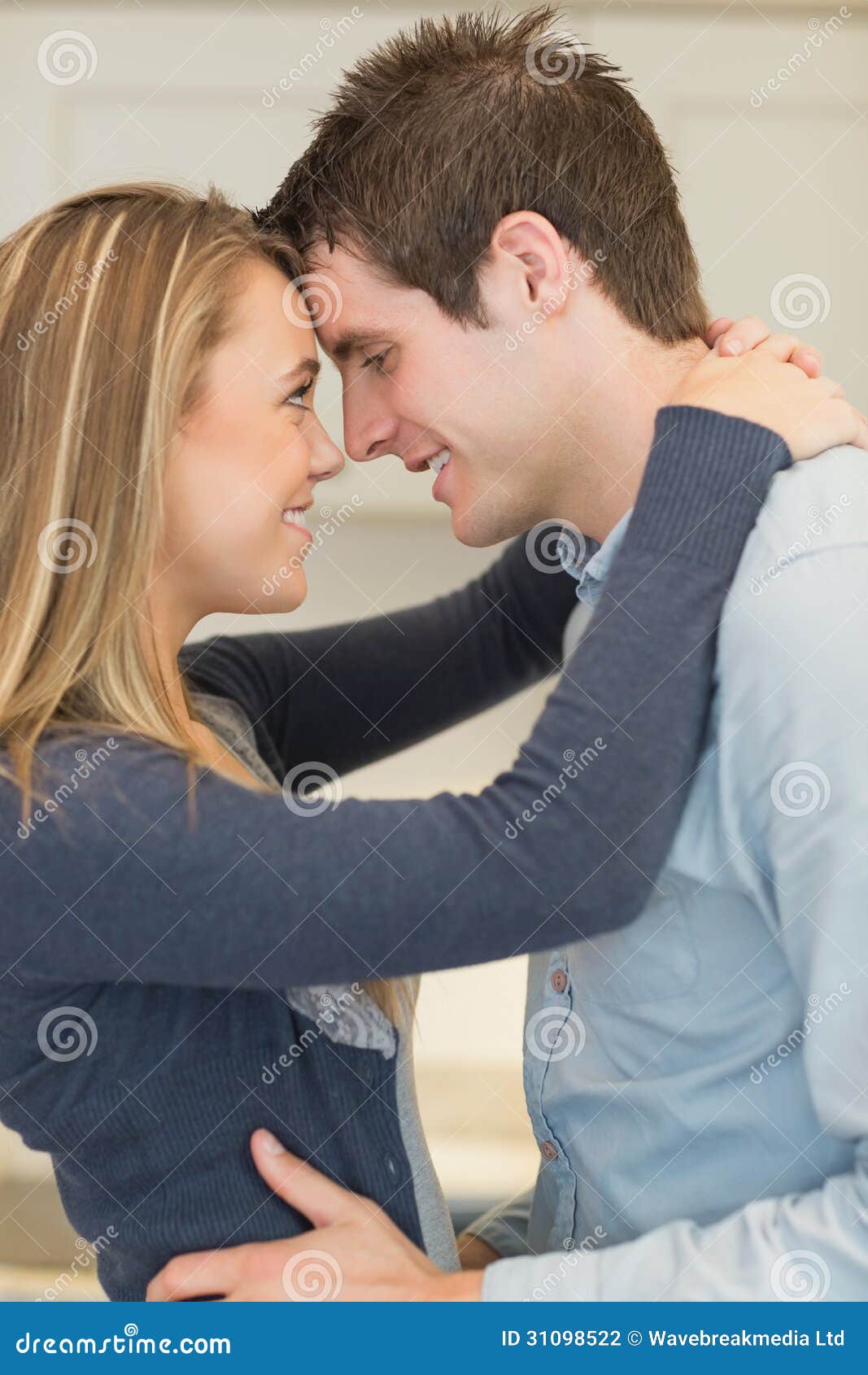 Couple Looking into Each Others Eyes Stock Photo Image of home
