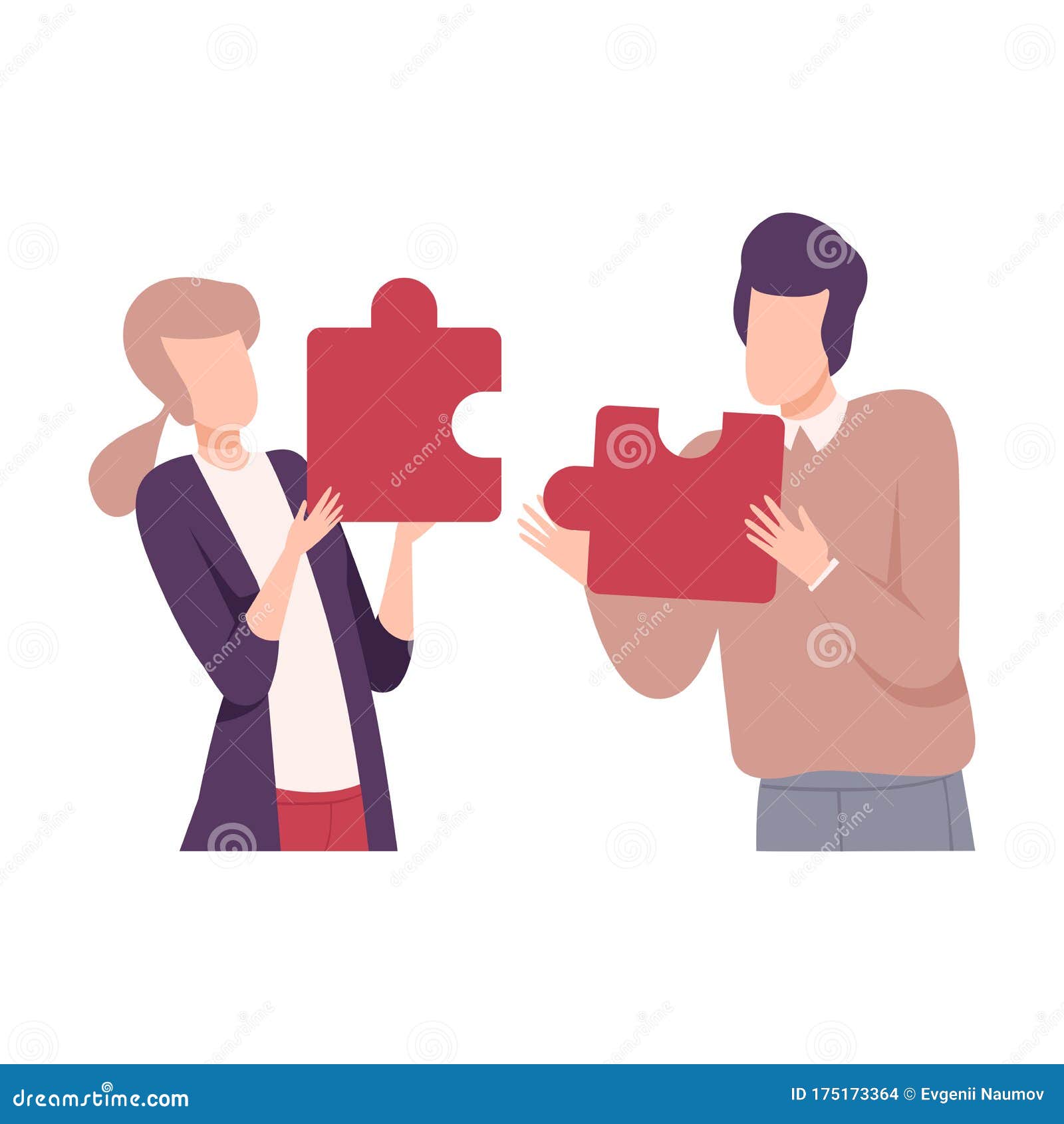 Couple in Love Connecting Puzzle Elements, People Trying To Save Love ...