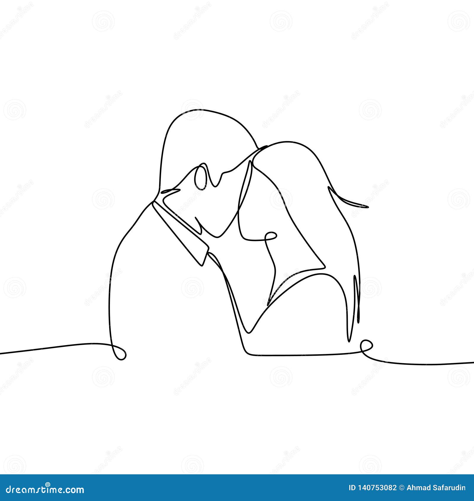 Drawing a continuous line of romantic couple Vector Image