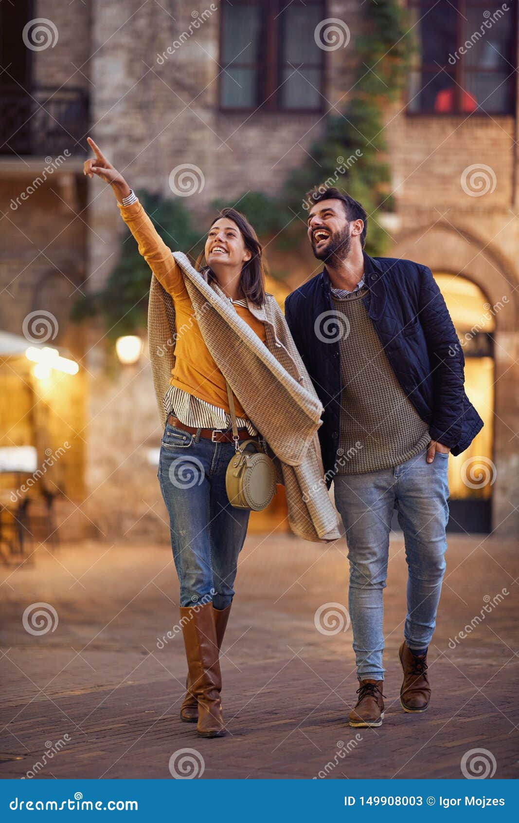 Couple in Love, Enjoying in Beautiful Evening Walk Together Stock ...