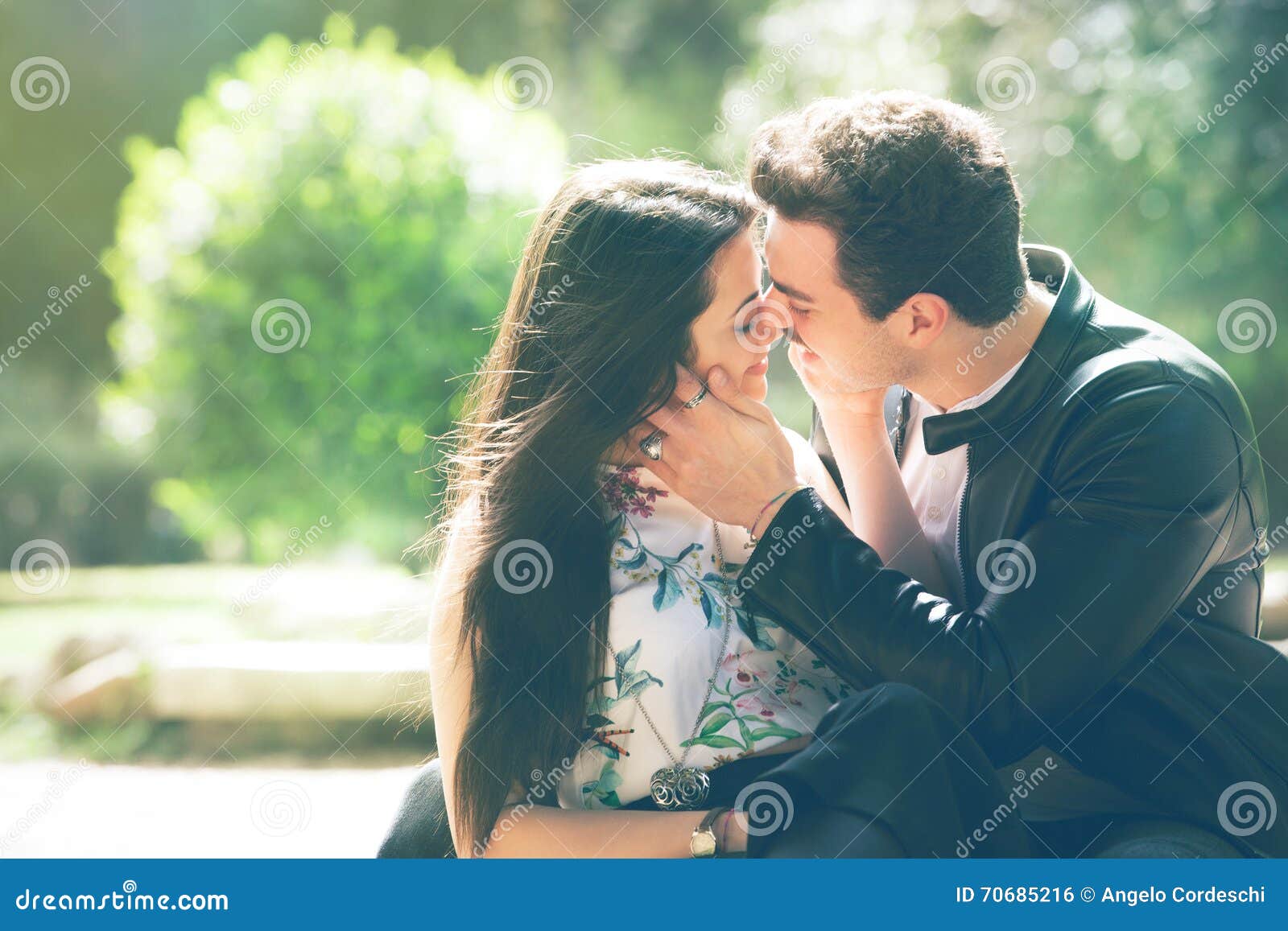 happy young couple first kiss beautiful , Stock Video