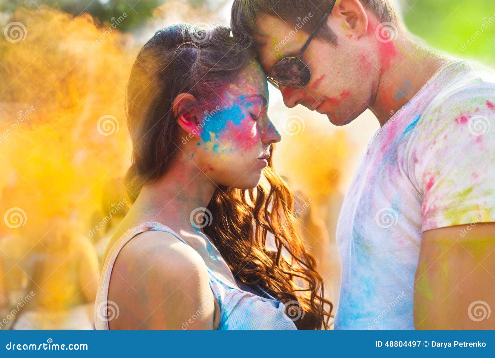 Couple in Love on Holi Color Festival Stock Image - Image of asia ...