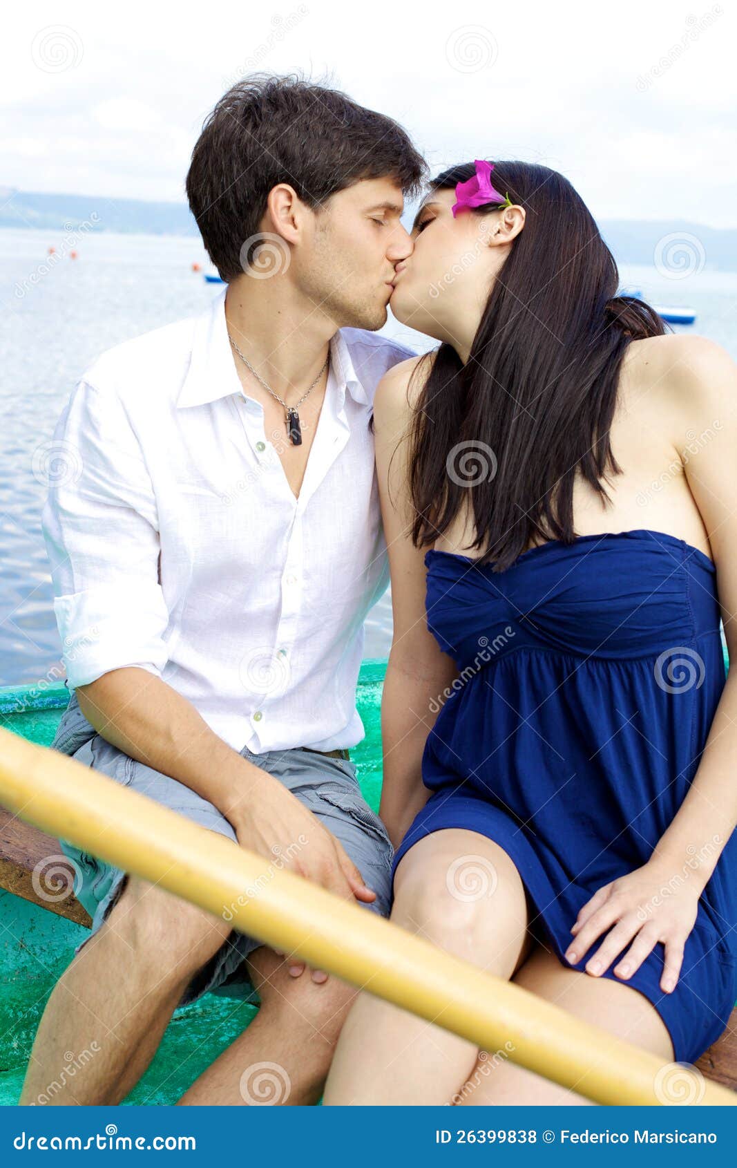 Couple In Love Kissing On A Boat Royalty Free Stock Photos 
