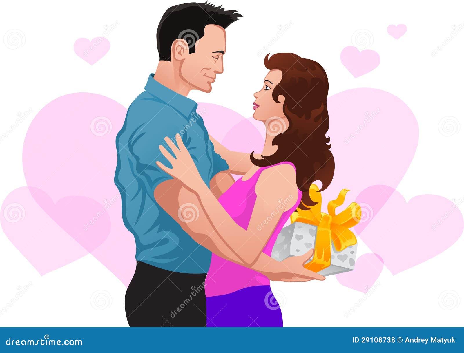 Couple in Love. Man Gives a Gift To Woman Stock Vector - Illustration of  beauty, hand: 29108738