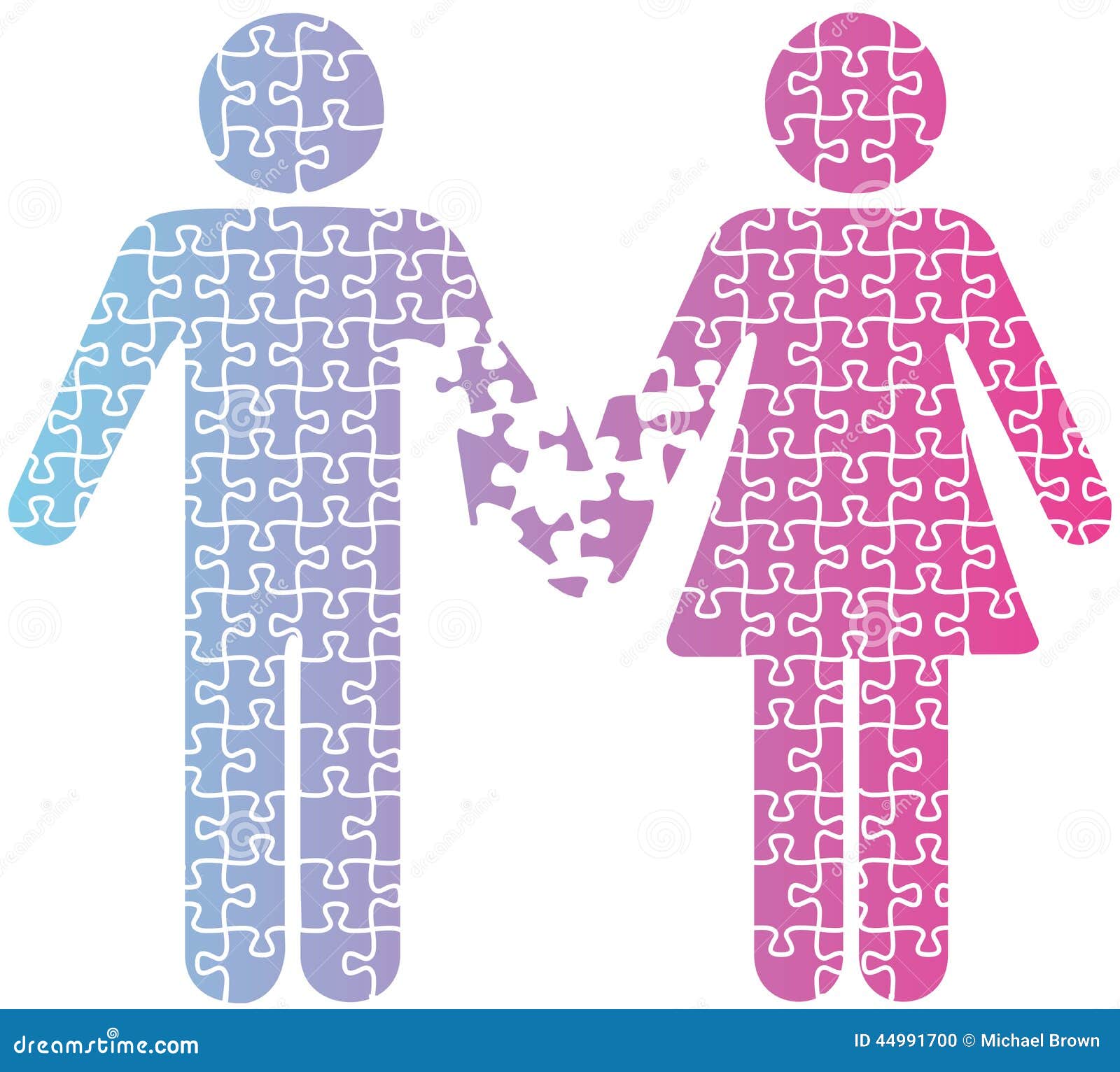 Couple Love Separation People Puzzle Stock Vector