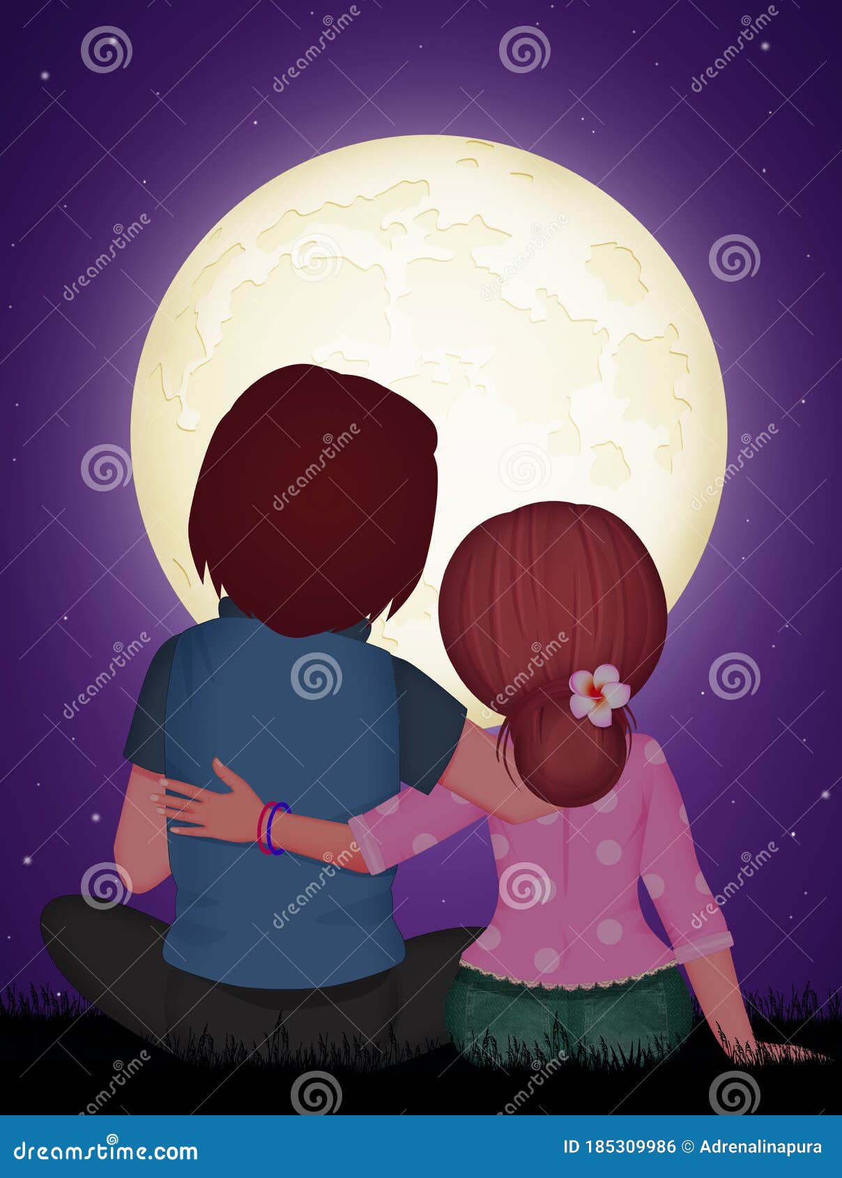 Couple in Love Sitting in the Moonlight Stock Illustration - Illustration of woman, love: 185309986 Couple in Love Sitting in the Moonlight Stock Illustration - Illustration of woman, love: 185309986