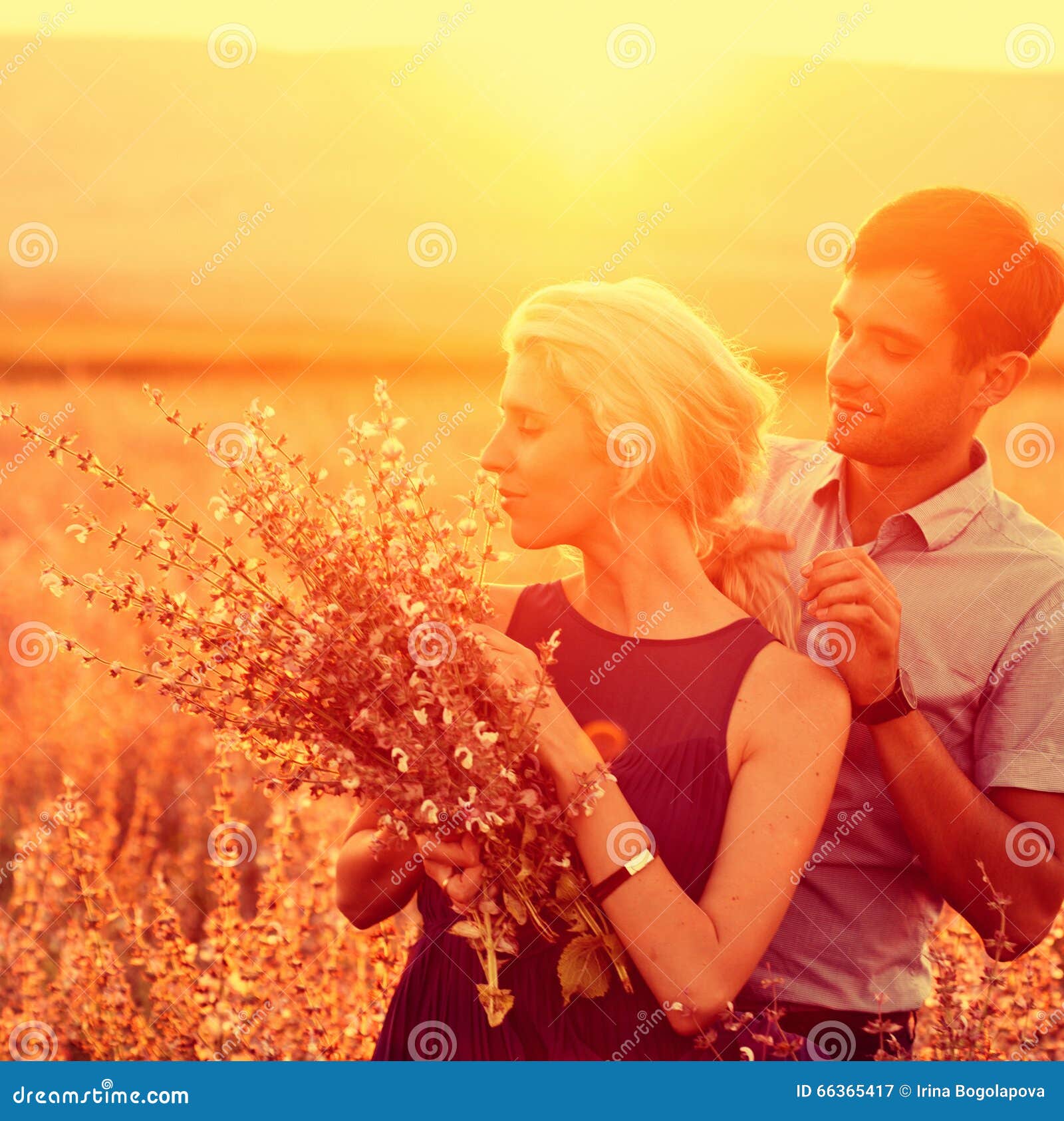 Couple In Love In Summer Time Together Happy Outdoors Stock Image