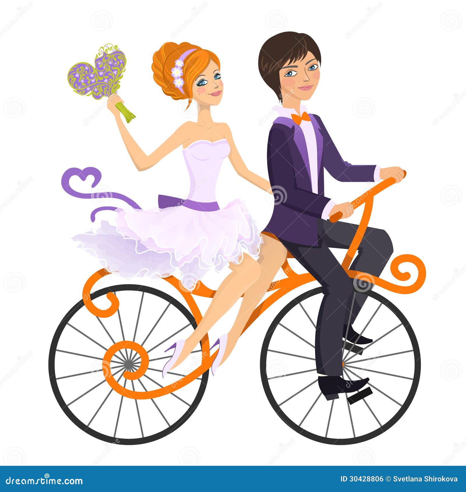 Couple in Love on Tandem Bicycle Stock Vector Illustration of ride