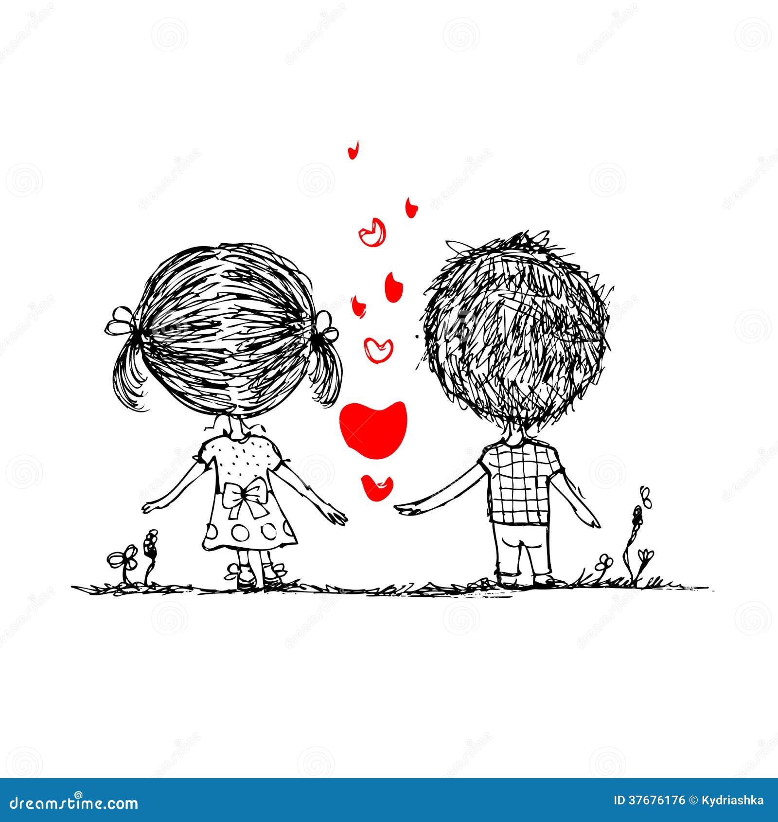 Couple Love Valentine Sketch Your Design Vector Illustration Stock Vector  by ©Huza 184523388