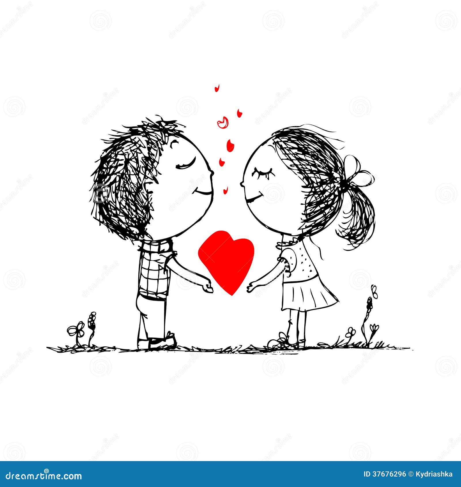 Couple in Love Together, Valentine Sketch for Your Stock Vector -  Illustration of kids, female: 37676223