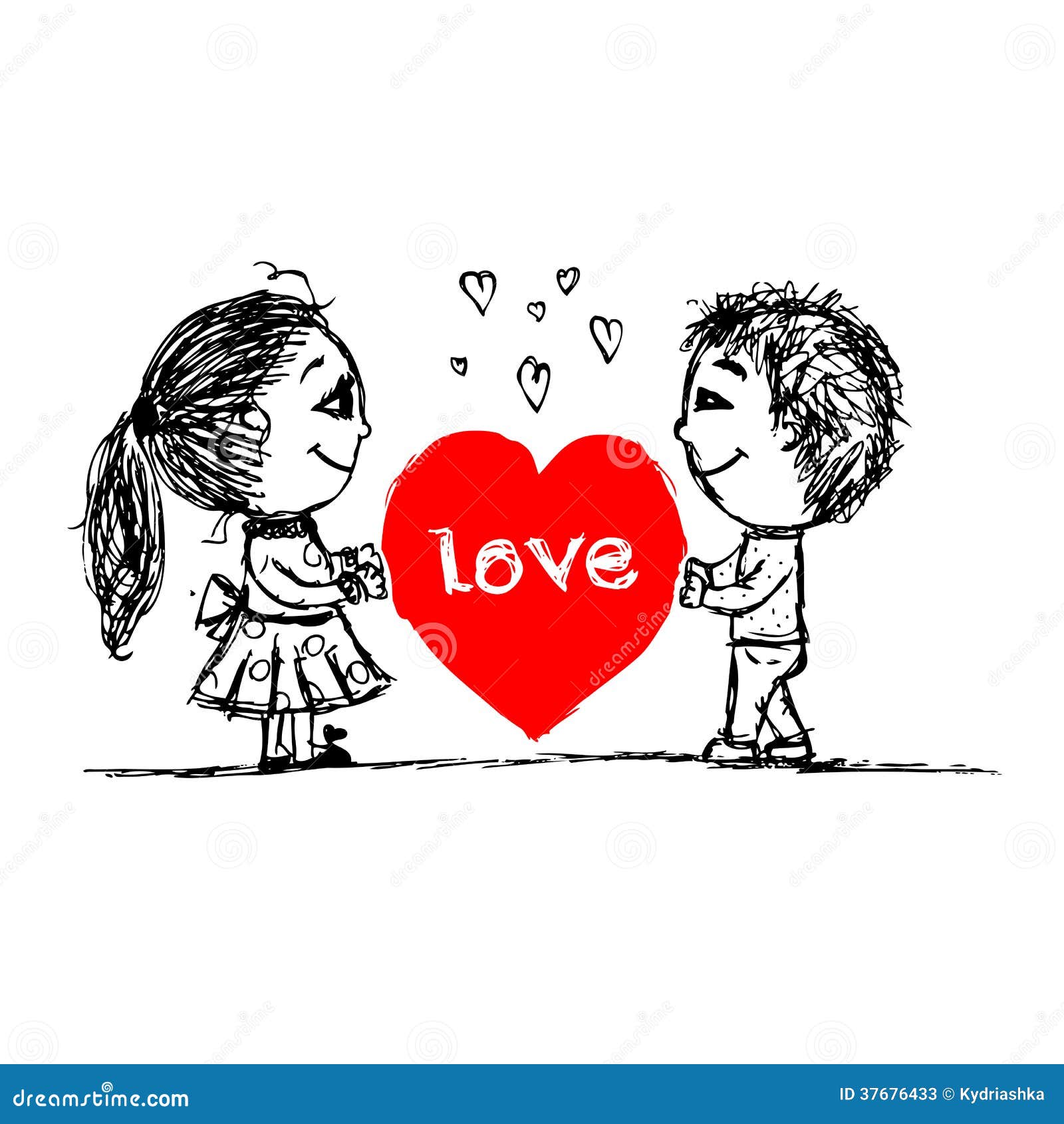 Couple In Love Together Valentine Sketch For Your Illustration 37676426   Megapixl