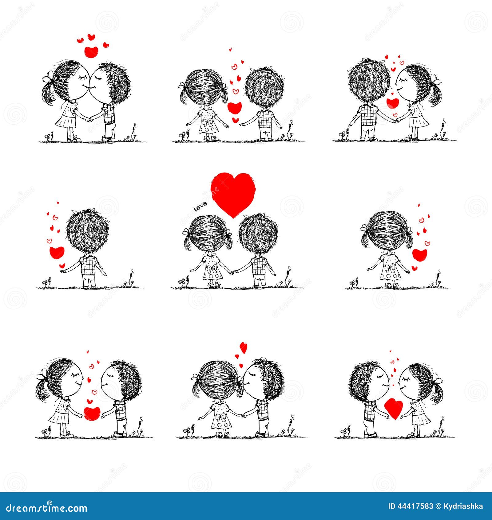 Set of sketch valentines day icons Royalty Free Vector Image