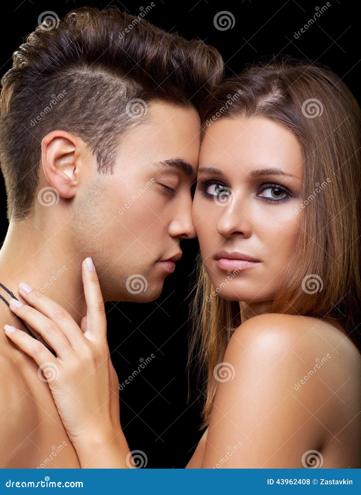 Interracial Heterosexual Sensual Couple Stock Photos