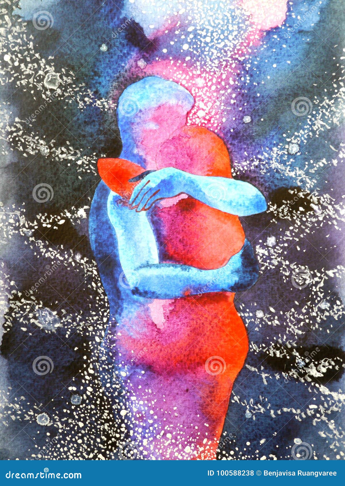 couple lover hugging in universe abstract free mind, inside your world