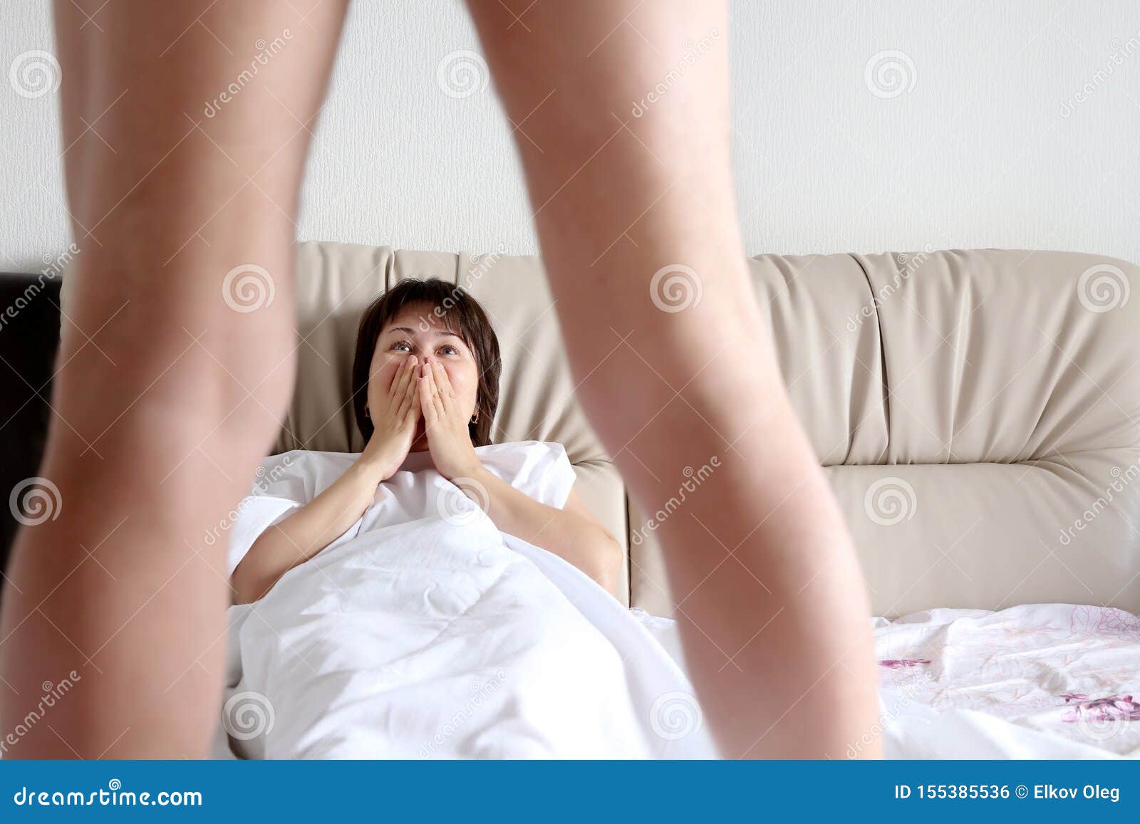 Couple of lovers in a bed stock photo photo