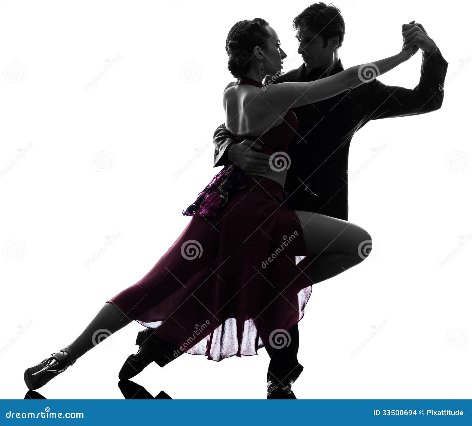 couple man woman ballroom dancers tangoing silhouette