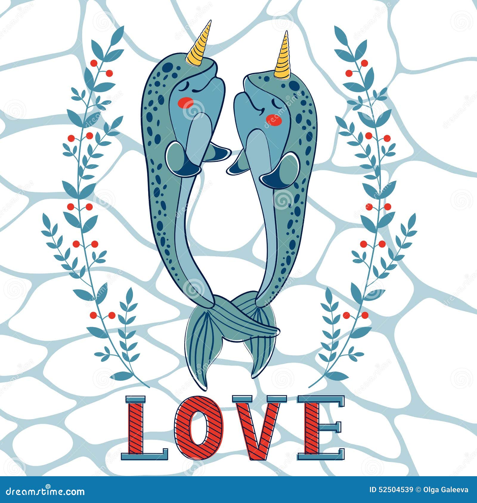 Couple of narwhals in love stock vector. Illustration of cartoon 52504539
