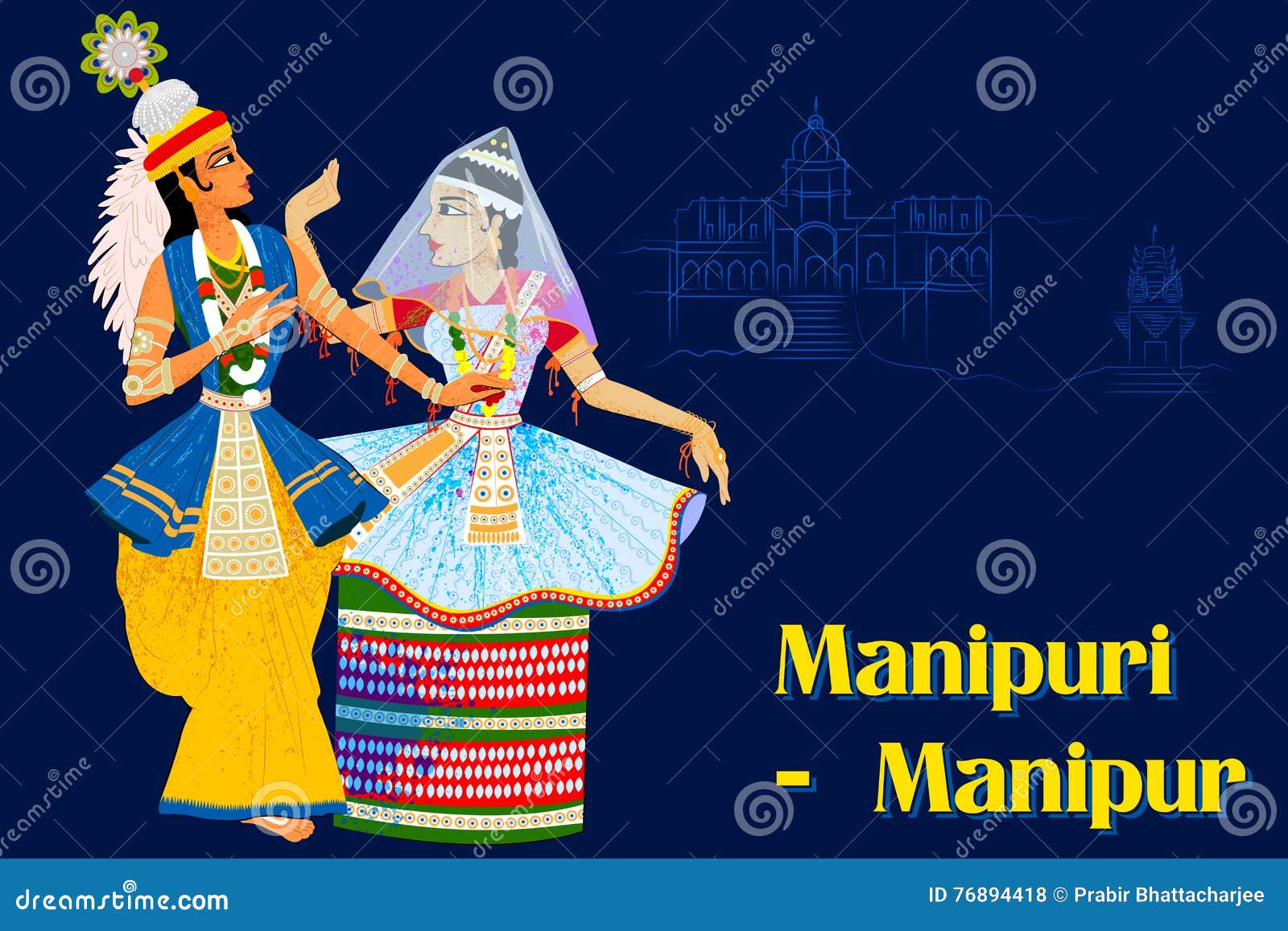 Couple Performing Manipuram Classical Dance of Manipur, India Stock
