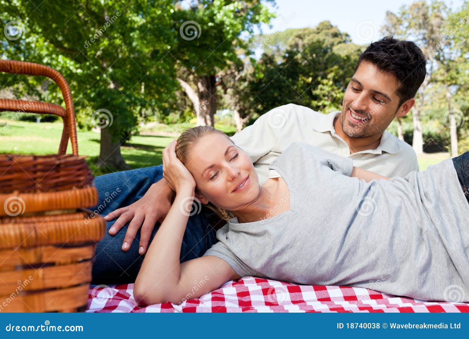 Couple Picnicking In The Park Stock Photo Image Of Couple Adult