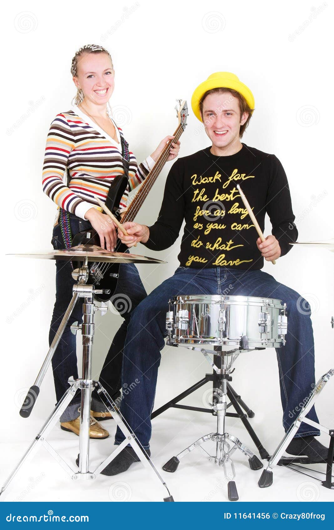 Couple Playing Drums and Guitar Stock Photo Image of guitar, isolated 11641456