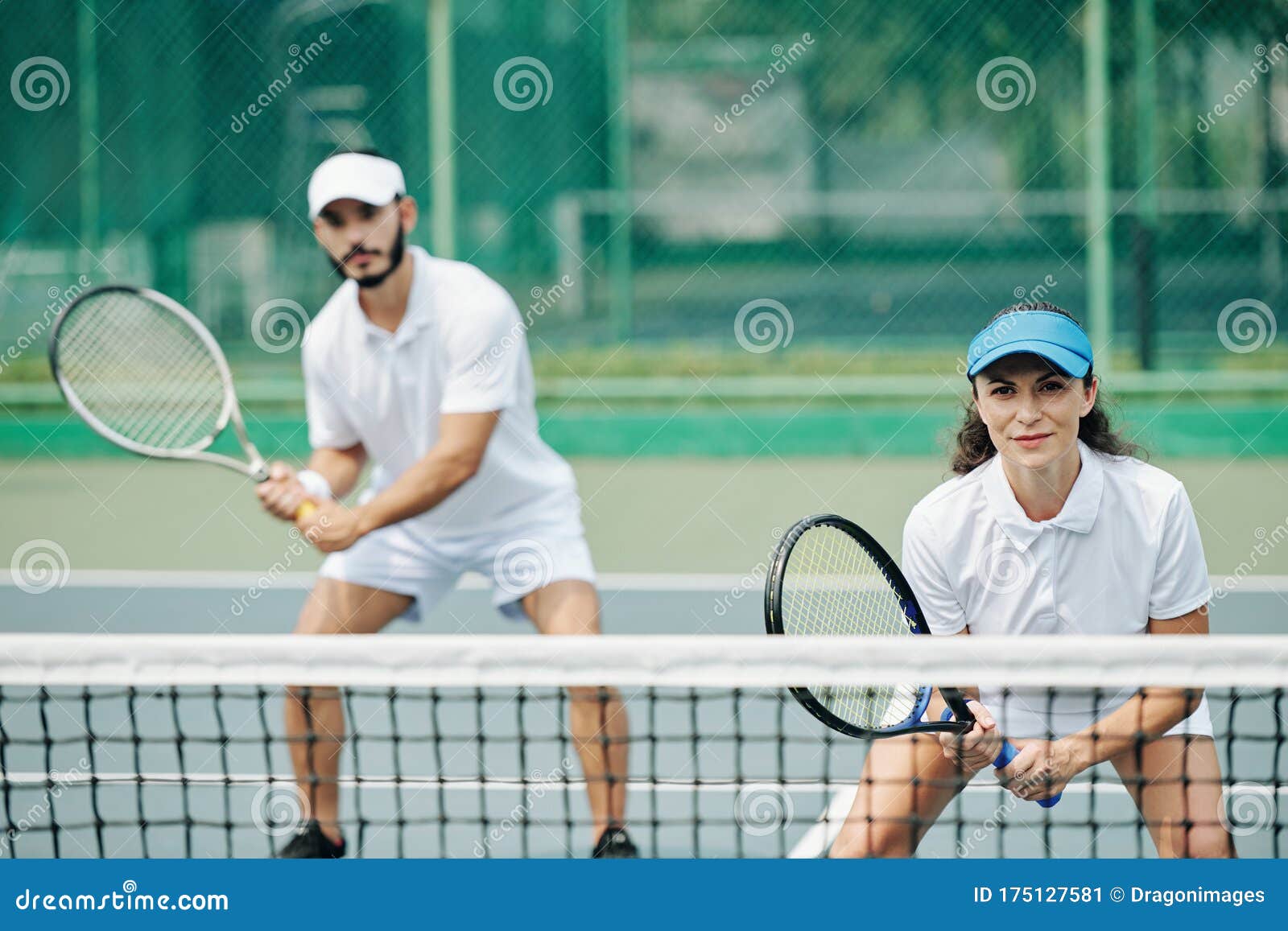 Couple Playing Tennis Stock Image Image Of Practicing 175127581
