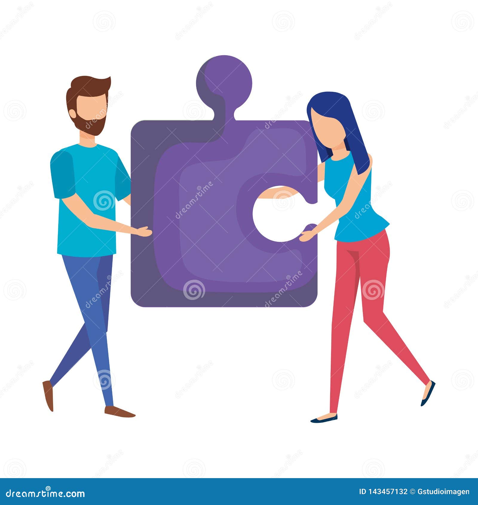 Couple with puzzle piece stock vector. Illustration of pictogram ...